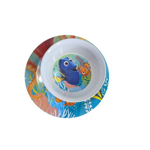Finding Dory Kids Bowl & Plate Set By Zak! Durable Plastic Vibrant Colors Dishwa - Picture 2 of 5